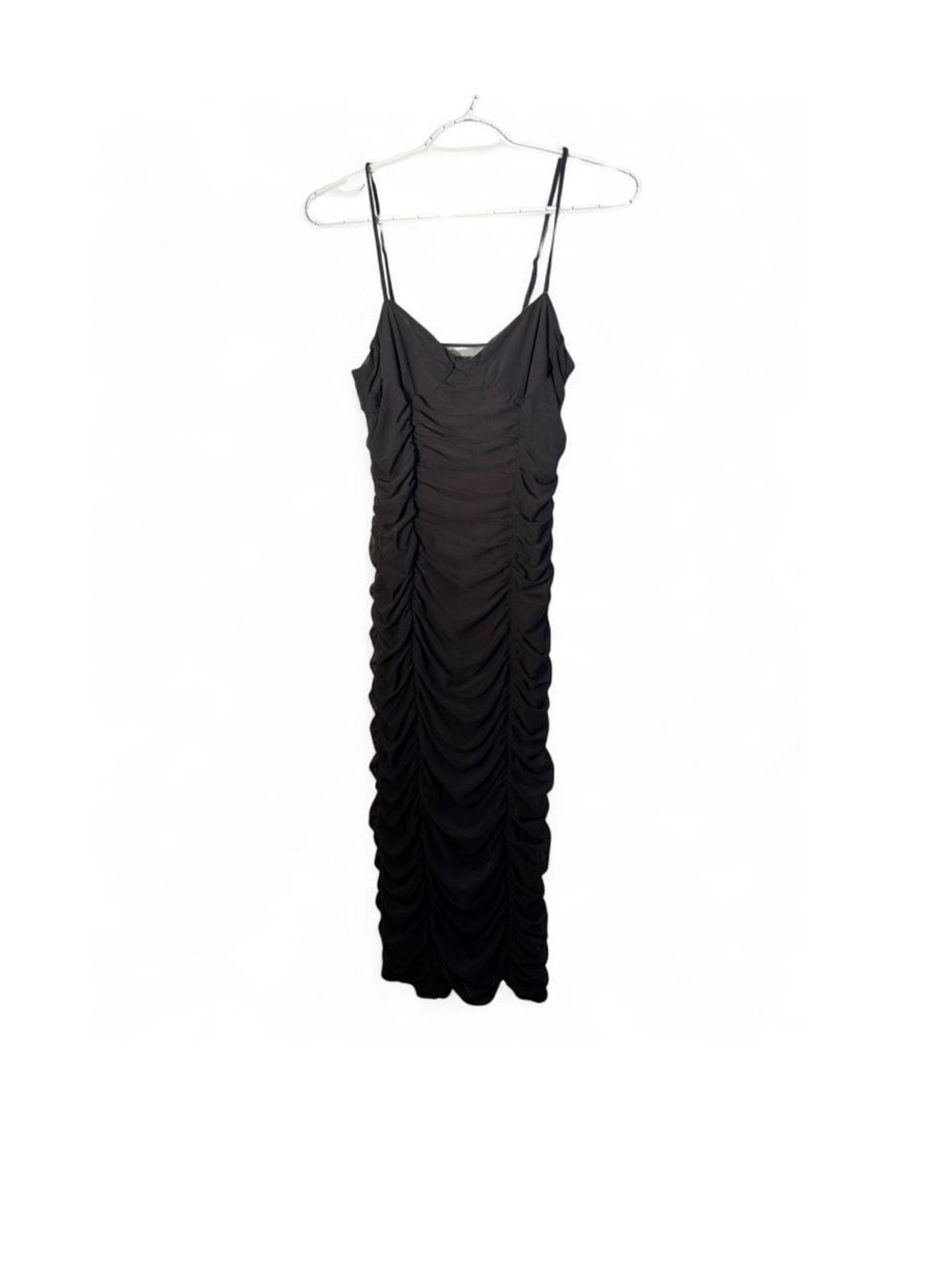 AFRM Black Ruched Spaghetti Strap Midi Dress - Picture 3 of 10